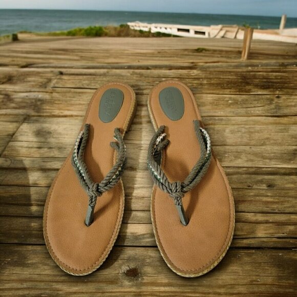 Sperry Size 8.5 Anchor Coy rope sandal flip flop olive green - Picture 1 of 7